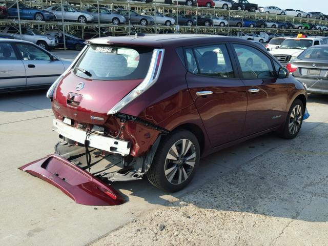 1N4BZ0CP6HC307003 - 2017 NISSAN LEAF S RED photo 4