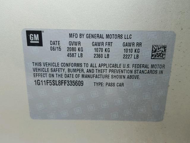 1G11F5SL8FF335609 - 2015 CHEVROLET MALIBU LTZ 棕色 照片 10