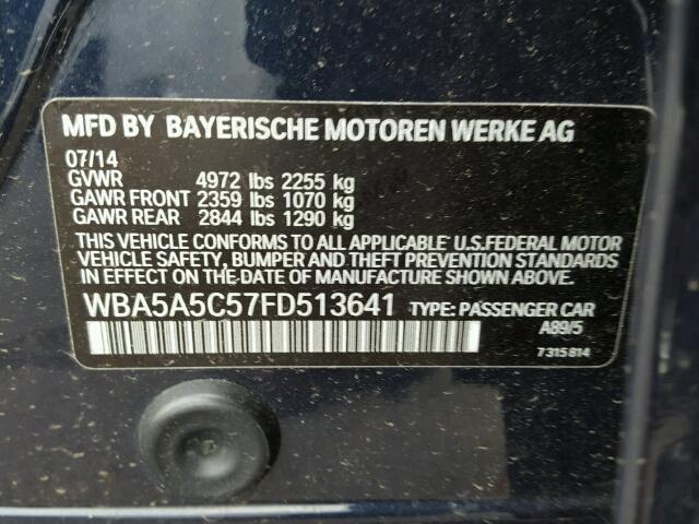 WBA5A5C57FD513641 - 2015 BMW 528 BLUE photo 10