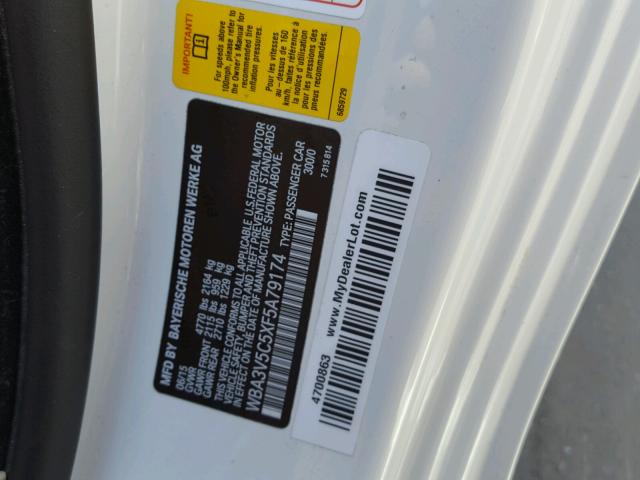 WBA3V5C5XF5A79174 - 2015 BMW 428 I WHITE photo 10