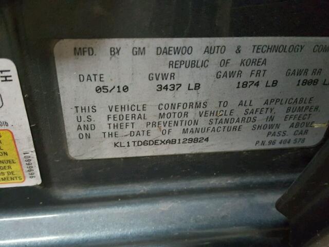 KL1TD6DEXAB129824 - 2010 CHEVROLET AVEO LS BLUE photo 10