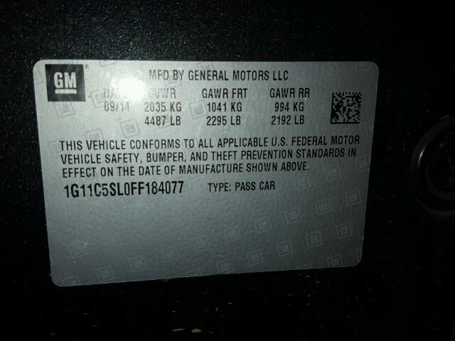 1G11C5SL0FF184077 - 2015 CHEVROLET MALIBU 1LT CHARCOAL photo 10