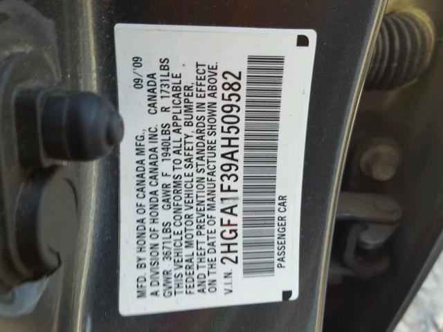 2HGFA1F39AH509582 - 2010 HONDA CIVIC VP GRAY photo 10