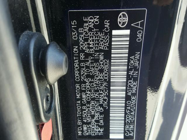 JTKJF5C77FJ009802 - 2015 TOYOTA SCION TC 黑色 照片 10