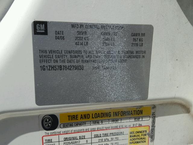 1G1ZH57B784279030 - 2008 CHEVROLET MALIBU 1LT WHITE photo 10