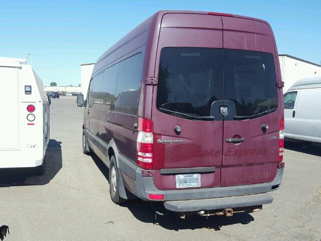 WDWPE845X85241578 - 2008 DODGE SPRINTER 2 MAROON photo 3