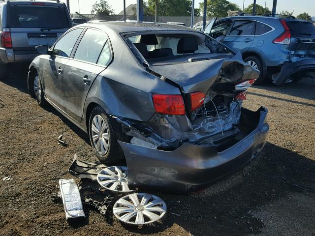 3VW2K7AJ7EM214598 - 2014 VOLKSWAGEN JETTA BASE 灰色 照片 3