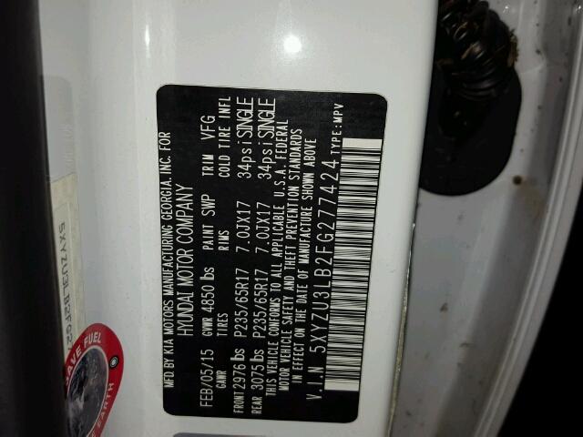 5XYZU3LB2FG277424 - 2015 HYUNDAI SANTA FE S Սպիտակ լուսանկար 10