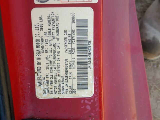 JN1AZ4EH5EM636738 - 2014 NISSAN 370Z BASE RED photo 10