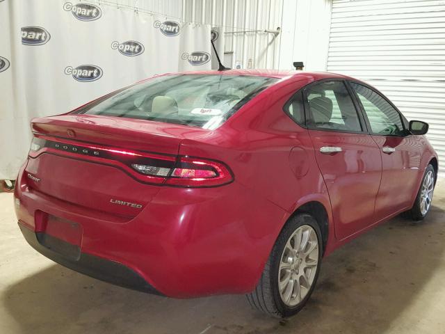 1C3CDFCA2DD174020 - 2013 DODGE DART LIMIT RED photo 4