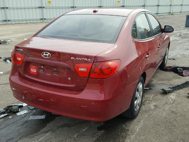 KMHDU46D17U153685 - 2007 HYUNDAI ELANTRA GL RED photo 4