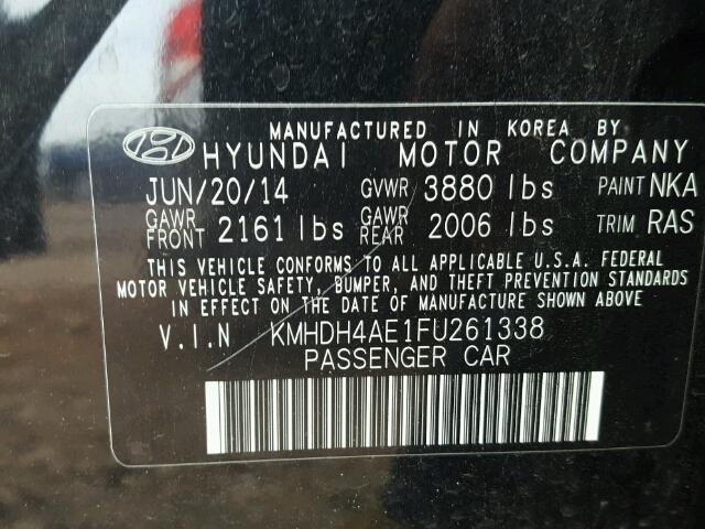 KMHDH4AE1FU261338 - 2015 HYUNDAI ELANTRA SE BLACK photo 10