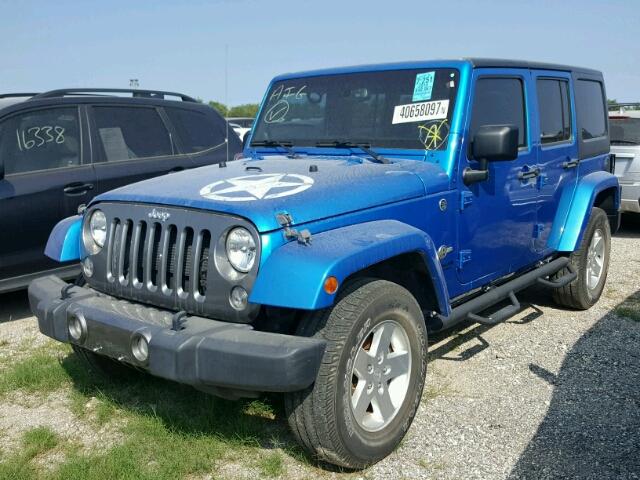 1C4BJWDG3EL204507 - 2014 JEEP WRANGLER U BLUE photo 2