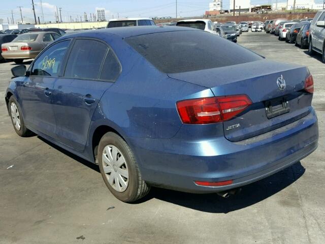 3VW2K7AJ7FM252415 - 2015 VOLKSWAGEN JETTA BASE Կապույտ լուսանկար 3