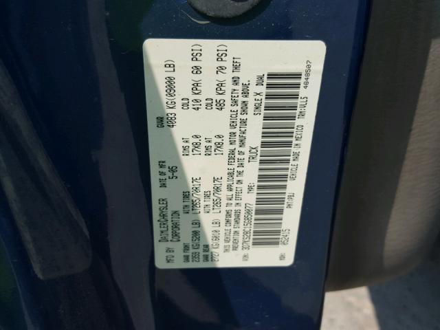 3D7KS28C15G850077 - 2005 DODGE RAM 2500 S BLUE photo 10