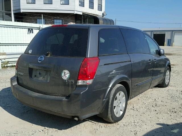 5N1BV28U14N324477 - 2004 NISSAN QUEST S GRAY photo 4