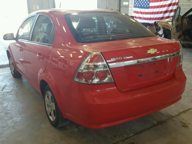 KL1TD56E89B328387 - 2009 CHEVROLET AVEO LS RED photo 3
