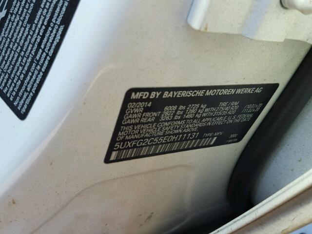 5UXFG2C55E0H11131 - 2014 BMW X6 WHITE photo 10