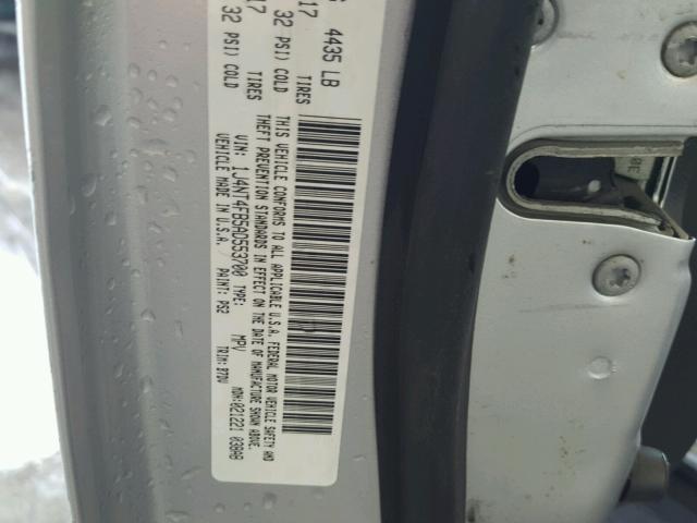 1J4NT4FB5AD553700 - 2010 JEEP COMPASS SP SILVER photo 10
