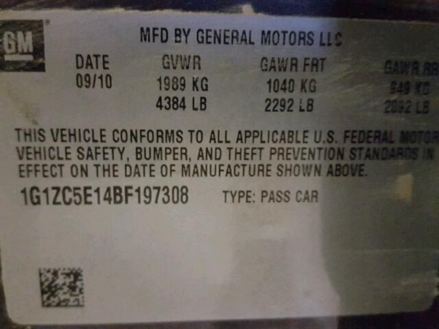 1G1ZC5E14BF197308 - 2011 CHEVROLET MALIBU 1LT GRAY photo 10