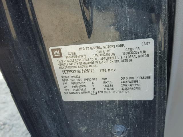 5GZER23707J125129 - 2007 SATURN OUTLOOK XR გრაფიტი ფოტო 10