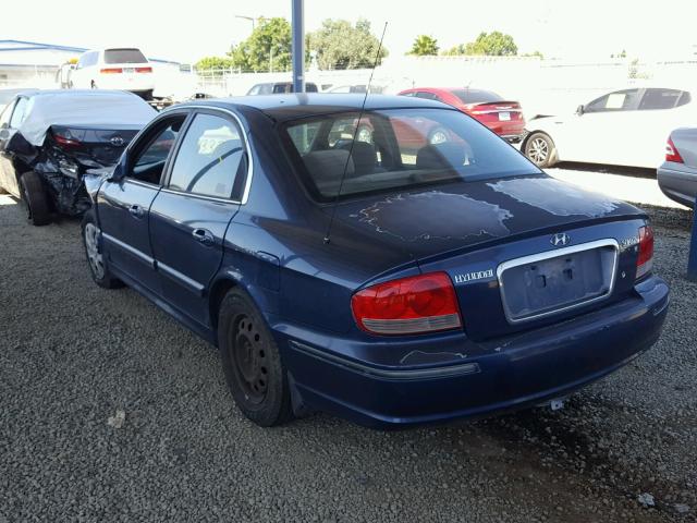 KMHWF25H12A660818 - 2002 HYUNDAI SONATA BLUE photo 3