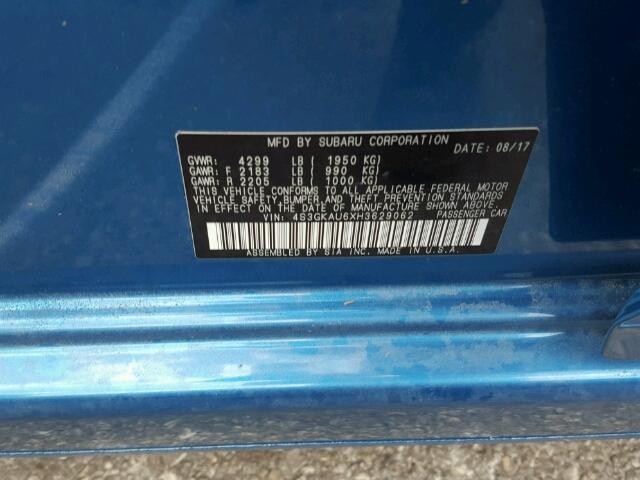 4S3GKAU6XH3629062 - 2017 SUBARU IMPREZA LI BLUE photo 10