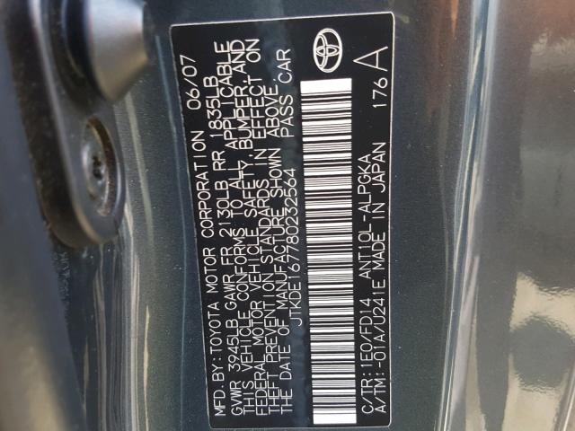 JTKDE167780232564 - 2008 TOYOTA SCION TC 石墨色 照片 10