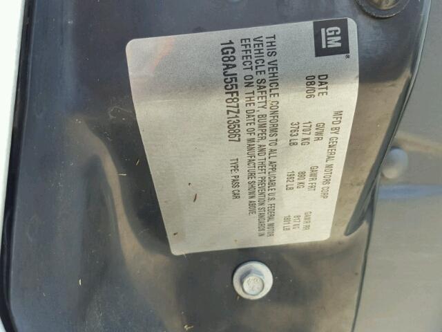 1G8AJ55F87Z135867 - 2007 SATURN ION LEVEL Ağ foto 10