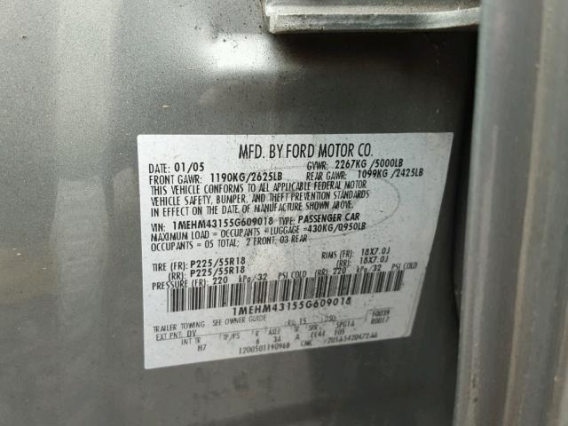 1MEHM43155G609018 - 2005 MERCURY MONTEGO PR 绿色 照片 10