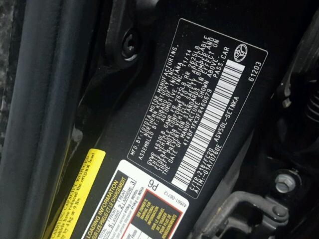 4T4BF1FK3FR460679 - 2015 TOYOTA CAMRY LE შავი ფოტო 10