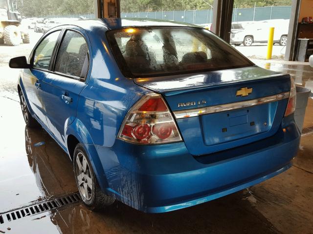 KL1TD56E79B635467 - 2009 CHEVROLET AVEO LS BLUE photo 3