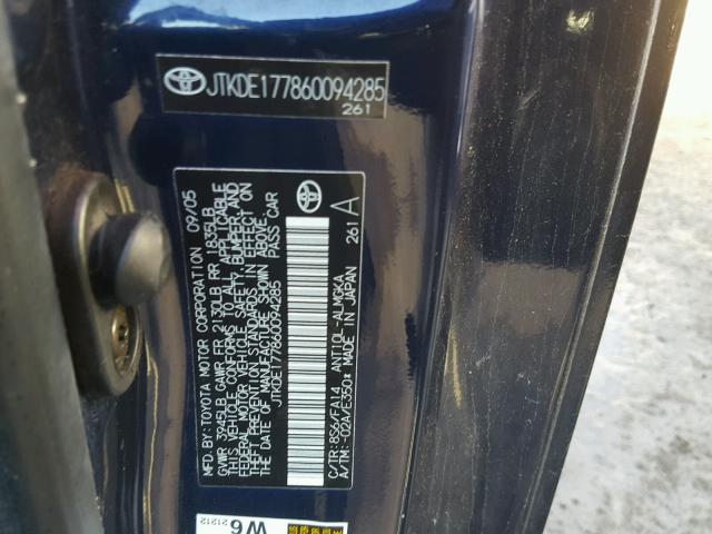 JTKDE177860094285 - 2006 TOYOTA SCION TC 蓝色 照片 10