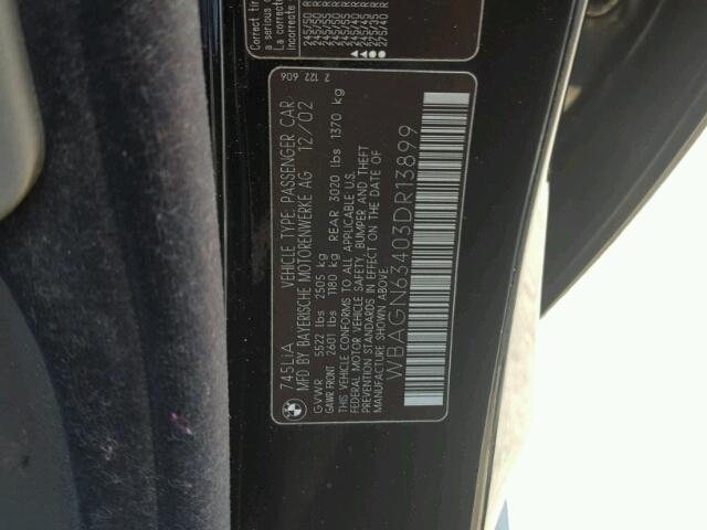 WBAGN63403DR13899 - 2003 BMW 745 LI BLACK photo 10