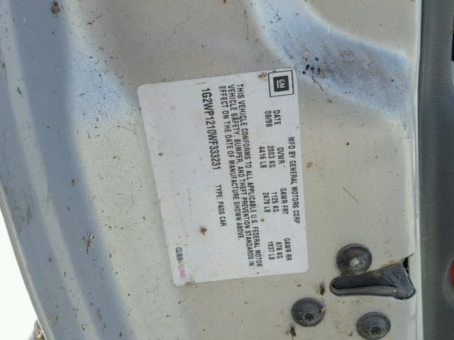 1G2WP1210WF333231 - 1998 PONTIAC GRAND PRIX GRAY photo 10