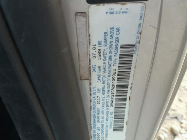 3VWCK21C82M409923 - 2002 VOLKSWAGEN NEW BEETLE 银色 照片 10