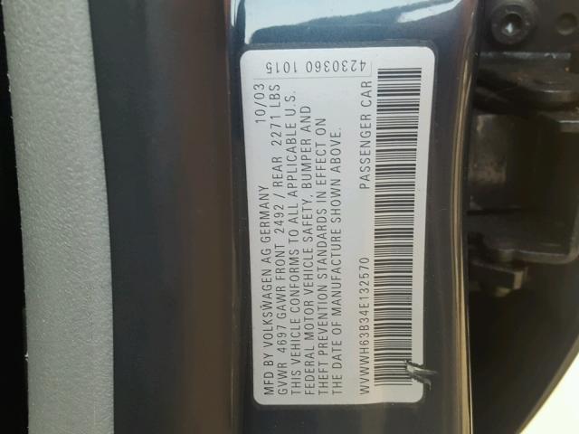 WVWWH63B34E132570 - 2004 VOLKSWAGEN PASSAT GLX 蓝色 照片 10