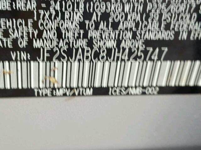 JF2SJABC8JH425747 - 2018 SUBARU FORESTER 2 GRAY photo 10