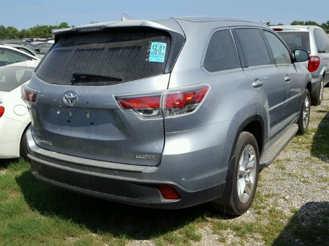 5TDYKRFH2FS111962 - 2015 TOYOTA HIGHLANDER GRAY photo 4