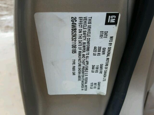 2G4WB52K321106185 - 2002 BUICK REGAL LS 米色 照片 10