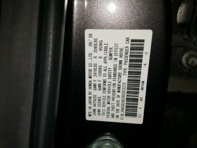 JH4CU26639C023372 - 2009 ACURA TSX GRAY photo 10