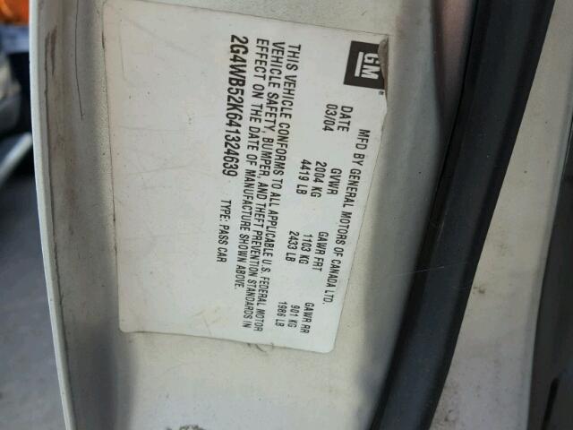 2G4WB52K641324639 - 2004 BUICK REGAL SILVER photo 10