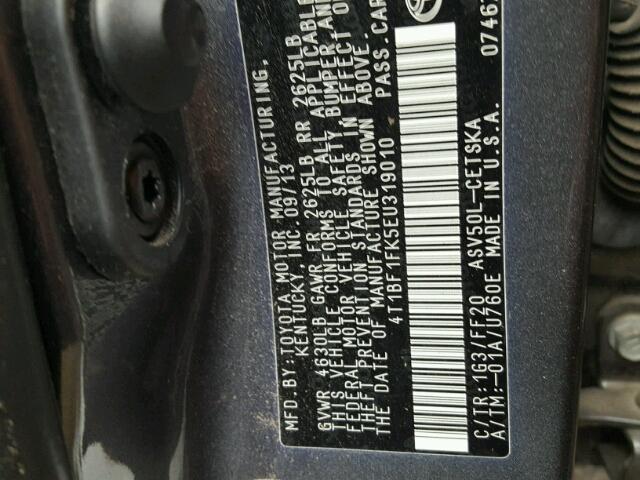 4T1BF1FK5EU319010 - 2014 TOYOTA CAMRY GRAY photo 10