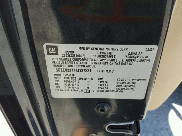5GZEV33777J137831 - 2007 SATURN OUTLOOK SP შავი ფოტო 10