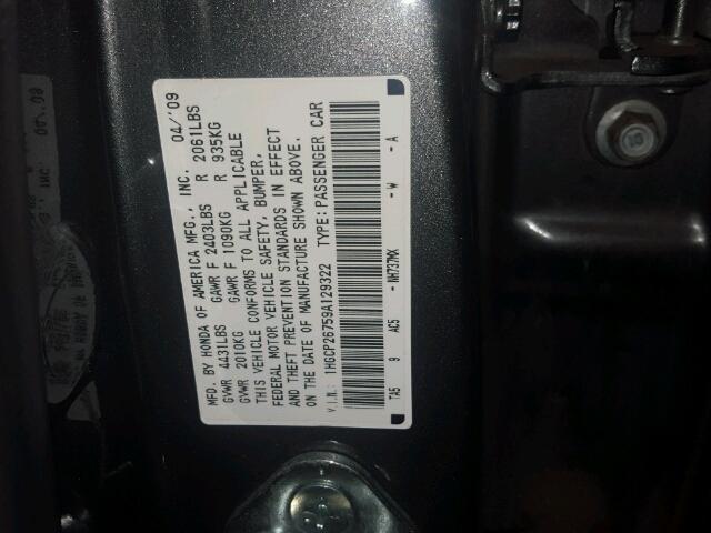 1HGCP26759A129322 - 2009 HONDA ACCORD GRAY photo 10