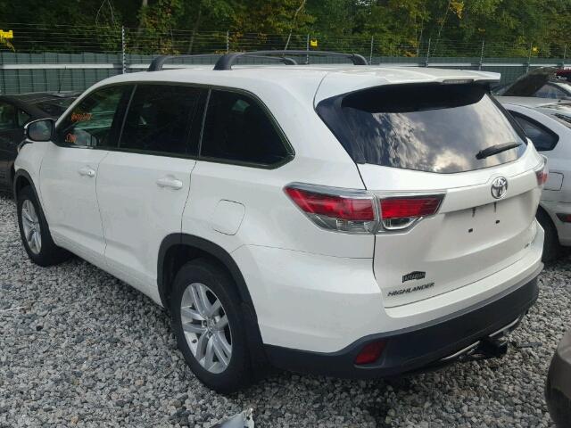 5TDBKRFHXES004467 - 2014 TOYOTA HIGHLANDER WHITE photo 3