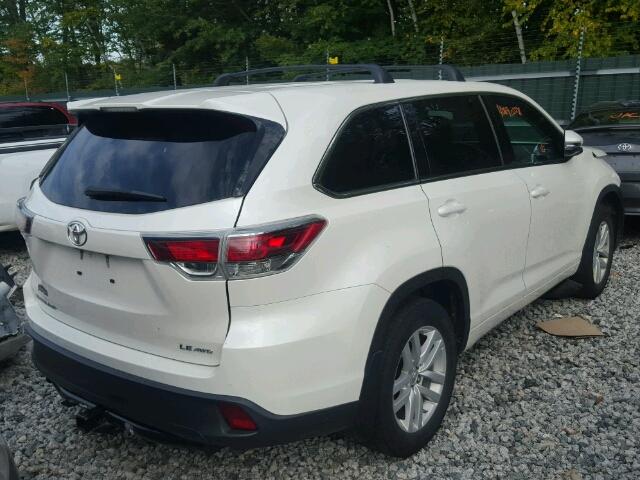 5TDBKRFHXES004467 - 2014 TOYOTA HIGHLANDER WHITE photo 4