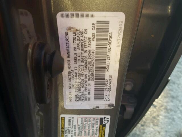 1NXBR32E46Z569343 - 2006 TOYOTA COROLLA CE GRAY photo 10