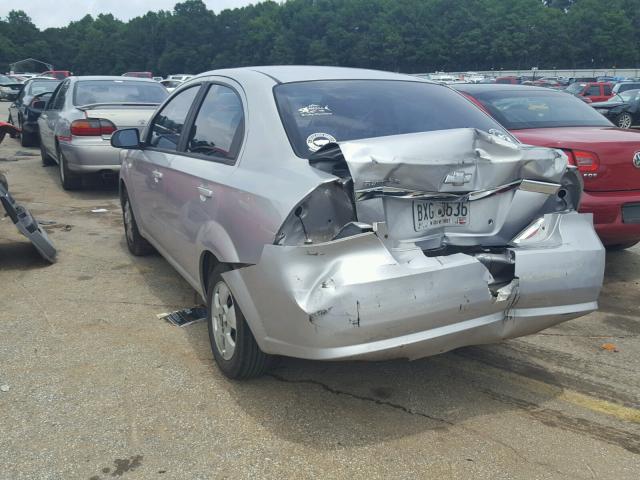 KL1TD56637B085271 - 2007 CHEVROLET AVEO BASE Srebrny zdjęcie 3
