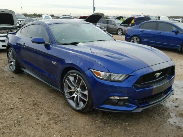 1FA6P8CF8F5376032 - 2015 FORD MUSTANG BLUE photo 1